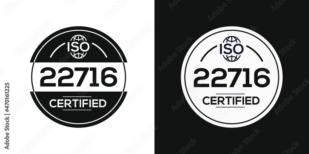 Creative (ISO 22716) Standard quality symbol, vector illustration.