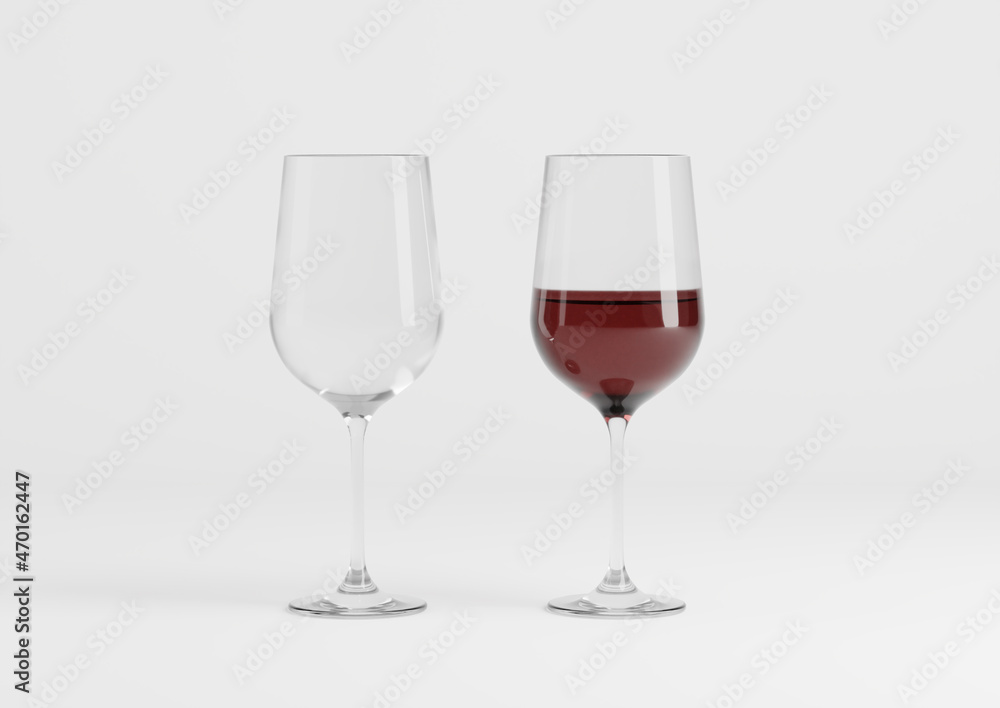 Blank transparent wine bottle with glasses on the empty background Blank transparent wine bottle with glasses on the empty background