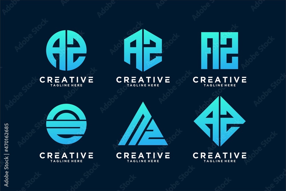 set of icon logo of AZ letter design logo