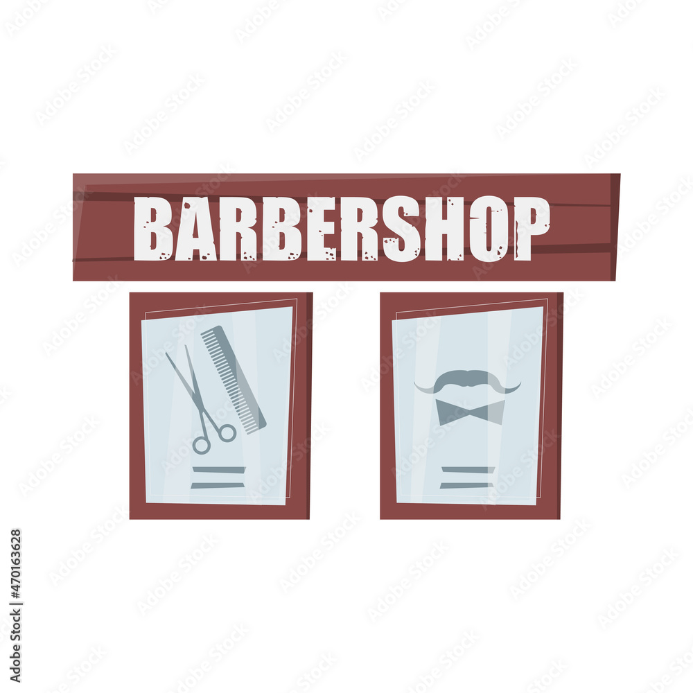 Fototapeta premium Barbershop Signboard Flat Composition