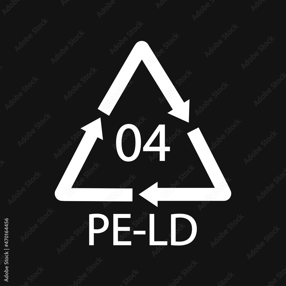 PE-LD 04 recycling code black symbol. Plastic recycling vector low density polyethylene sign. PE-LD 04 recycling code black symbol. Plastic recycling vector low density polyethylene sign.