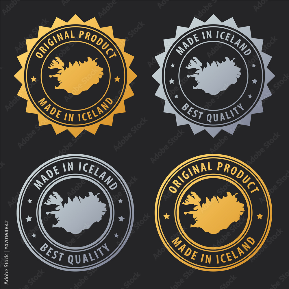 Made in Iceland - gold and silver stamp set. Best quality. Original product. Made in Iceland - gold and silver stamp set. Best quality. Original product.