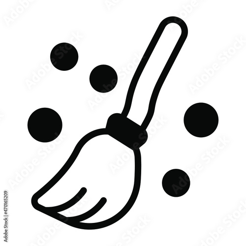 broom vector black filled outline icon.