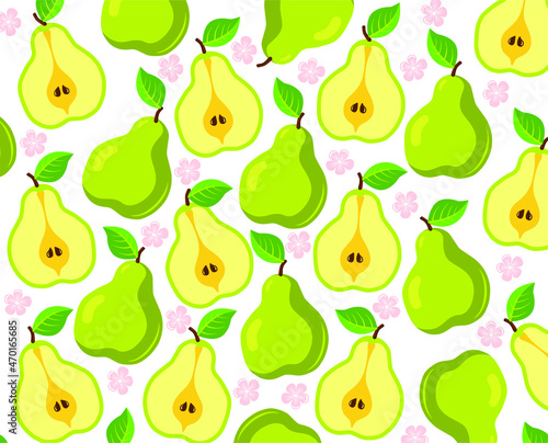 Pear on a white background. Vector illustration of summer fruits and berries. Autumn harvest. Pictograms silhouettes icons of pears fruits. Pear fruit. Ripe pear in parts. Pear slices