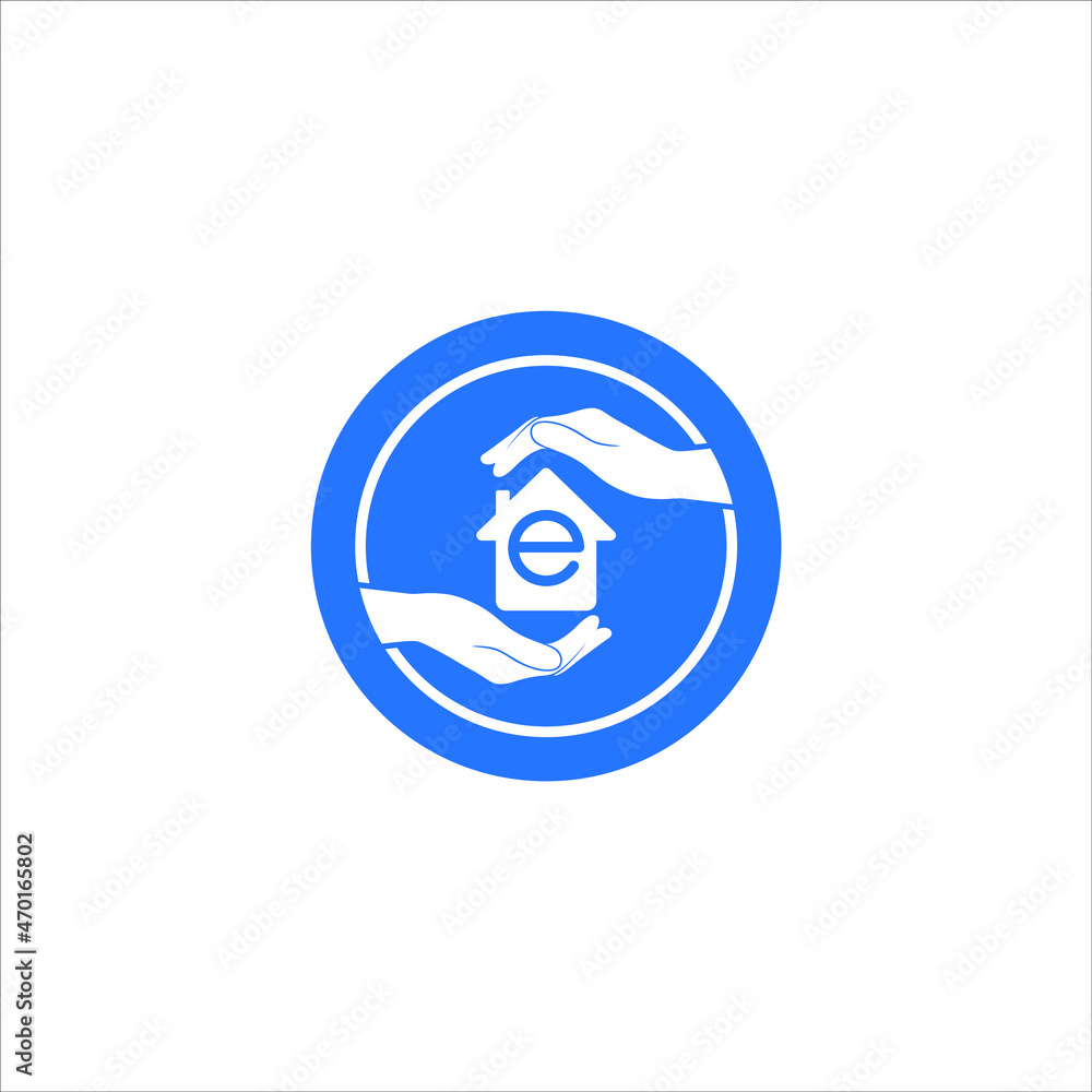 Home building icon with letter E, logo, vector, template, illustration Home building icon with letter E, logo, vector, template, illustration
