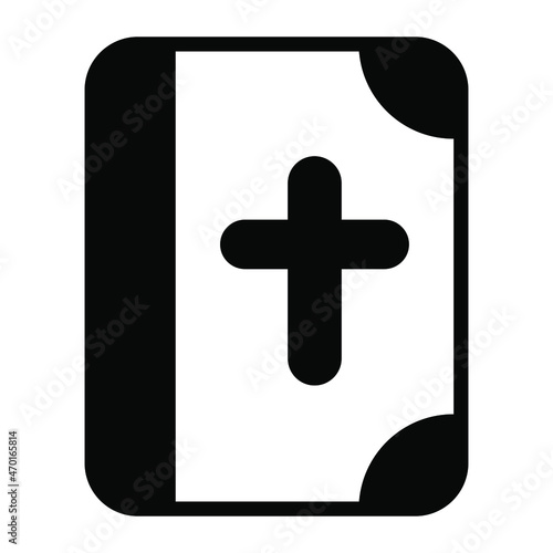 Catholicism book vector black filled outline icon.