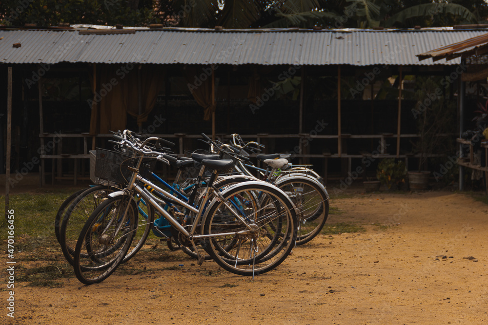 Bikes lined up in school in Sri Lanka