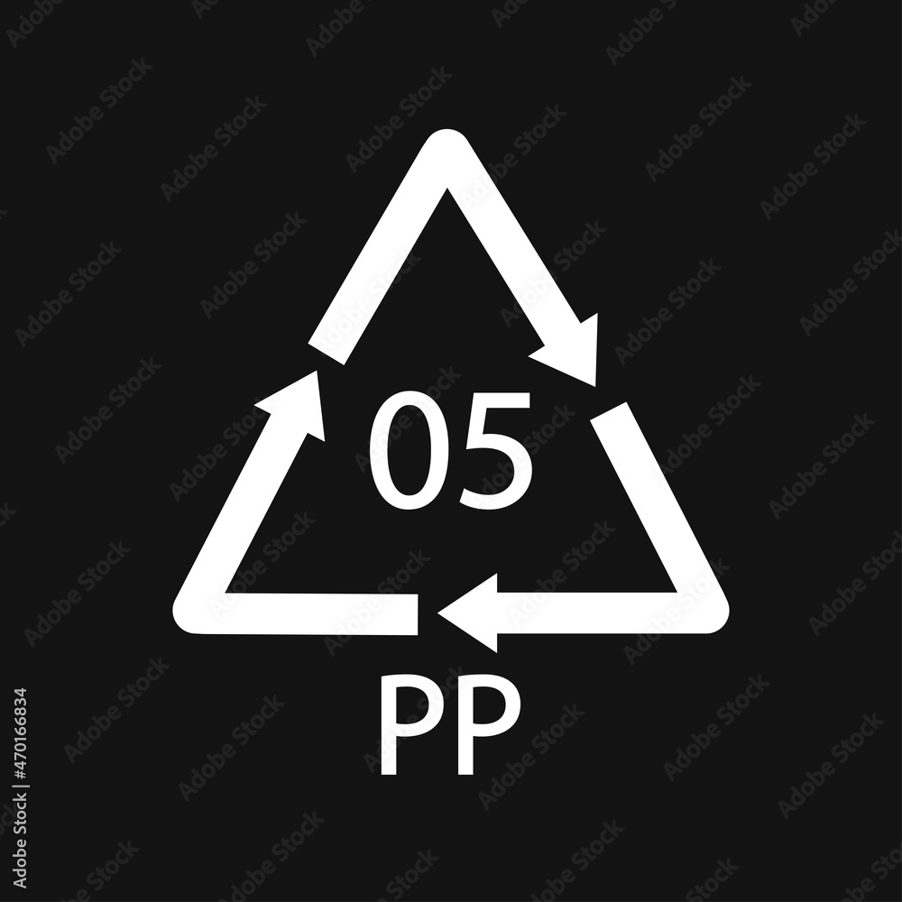 Plastic recycle symbol PP 5 vector black icon. Plastic recycle symbol PP 5 vector black icon.