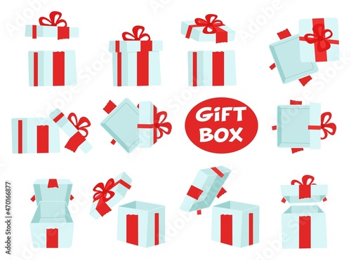 Gift box set. Front, side, top view.