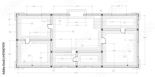 House plan project .Technical drawing background.Engineering design .Vector illustration .