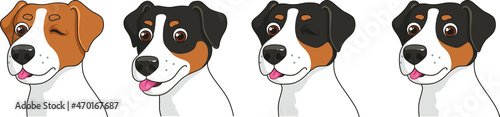 Jack russel terrier dog puppy stickers vector illustration