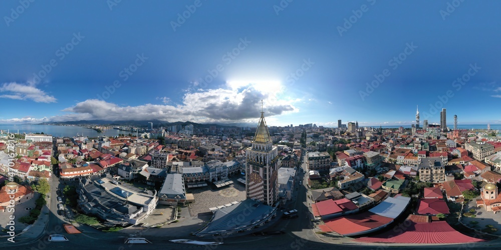 Obraz premium Batumi, Georgia - October 21, 2021: 360 panorama of the Piazza square