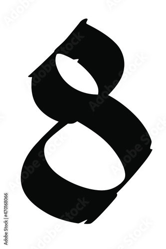 Number 8 in the Gothic style. Vector. The symbol is isolated on a white background. Calligraphy and lettering. Medieval Latin letter. Logo for the company. Monogram. Elegant font for a tattoo.