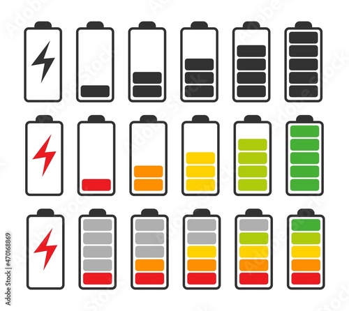 vector battery recharge symbol set