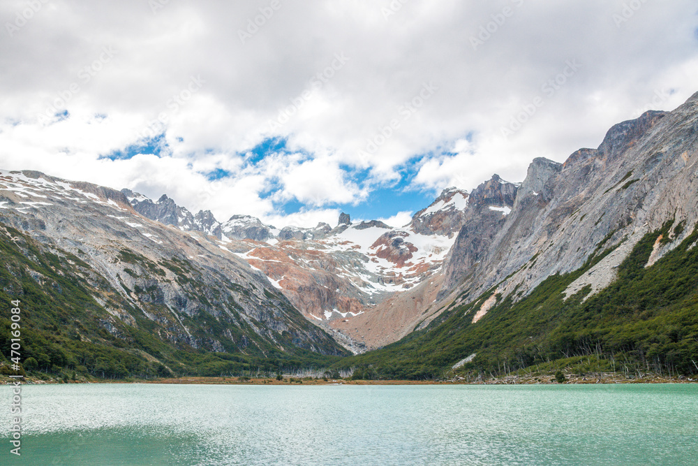 View of Laguna Esmeralda in summer, Ushuaia Patagonia