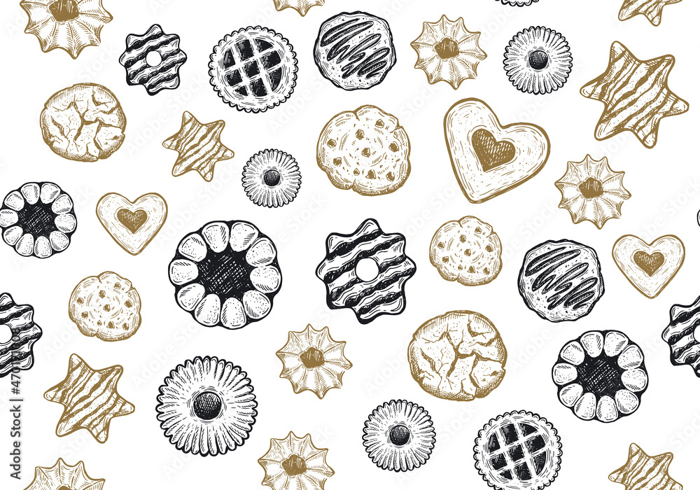 Cookie set hand drawn illustration. Vector. Cookie set hand drawn illustration. Vector.