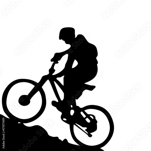 Silhouette mountain biker design vector