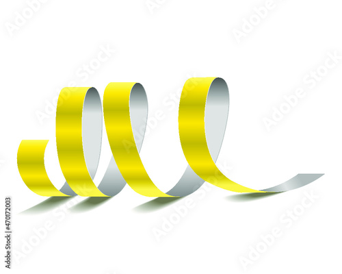 Yellow Spiral Ribbon isolated on a white background