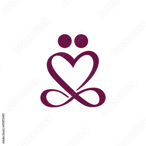 Love relationship and sex logo concept of couple sitting in yoga pose