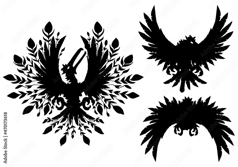Fototapeta premium Bird Fantasy Plumage Silhouettes