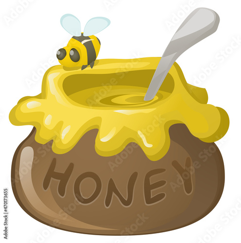 Honey Pot Cartoon Design Element