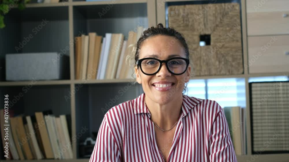 Portrait of one young and happy cheerful woman smiling looking at the camera having fun. Headshot of female person working at home in the office.
Portrait of one young and happy cheerful woman smiling looking at the camera having fun. Headshot of female person working at home in the office.