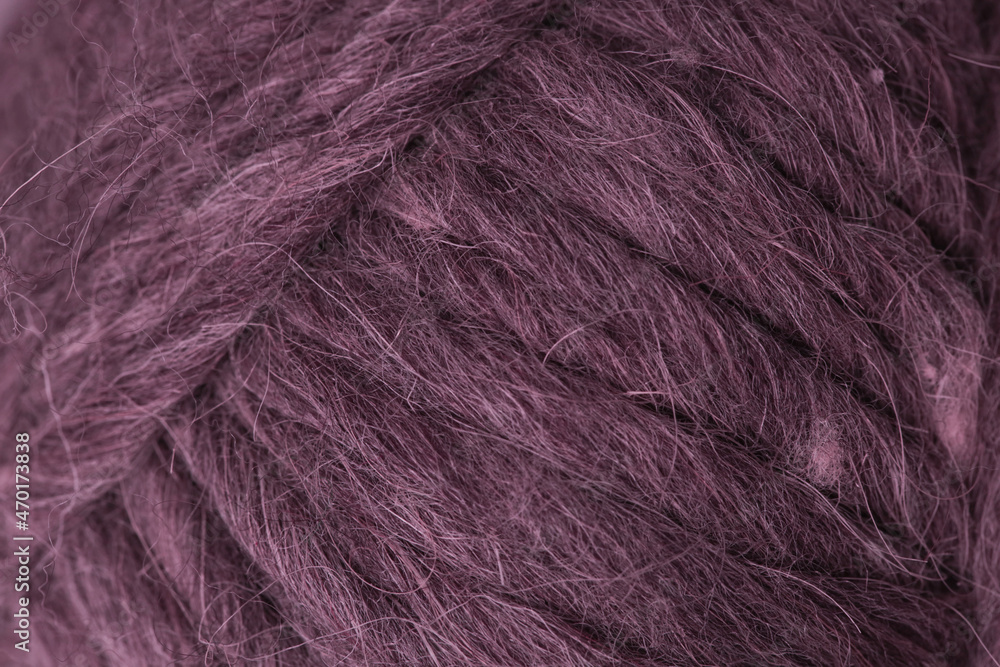 Fototapeta premium Pink wool thread ball, close up