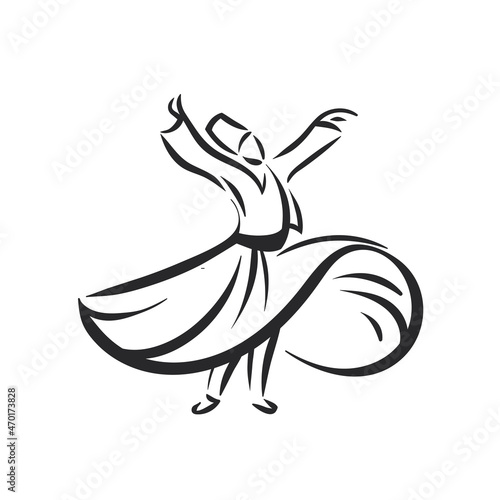 Dancing ethnic islamic dervish sufi in national cloth