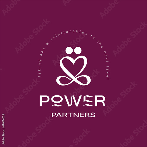Love relationship and sex logo concept of couple sitting in yoga pose
