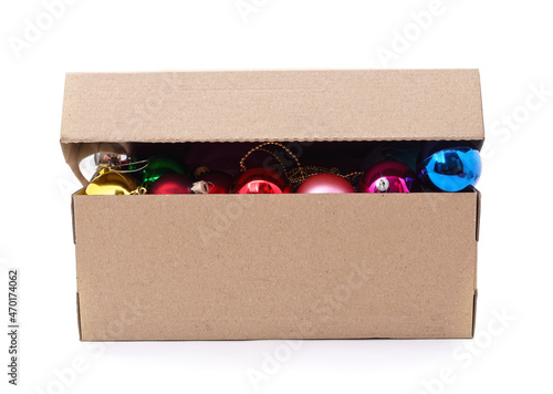 Christmas toys in a box.