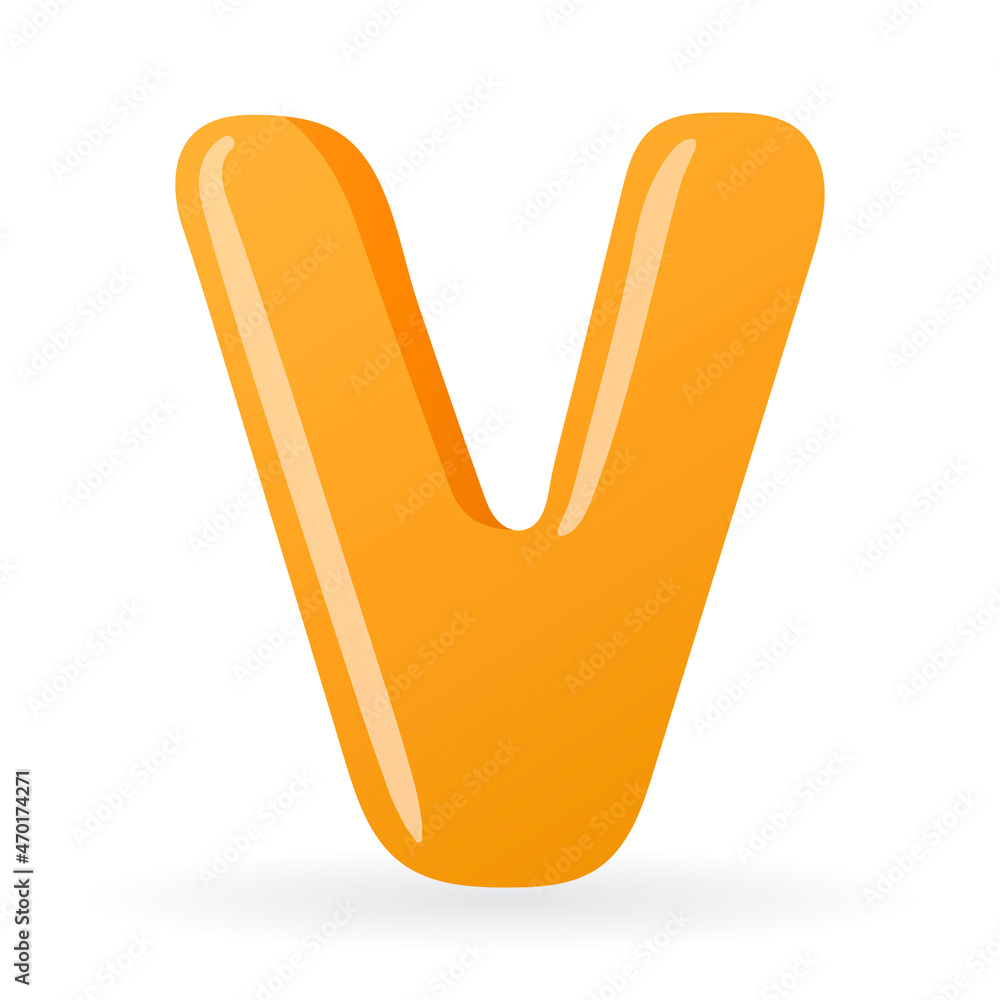 Vector isolated template cartoon letter V of the English alphabet. Vector isolated template cartoon letter V of the English alphabet.