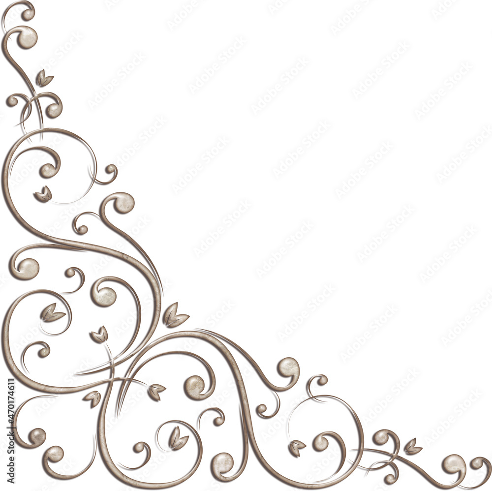 3D-image beige marble corner ornament for ceiling decoration. 3D-image beige marble corner ornament for ceiling decoration.