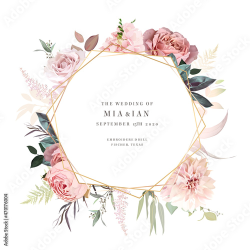 Luxurious beige trendy vector design card. Geometric golden art