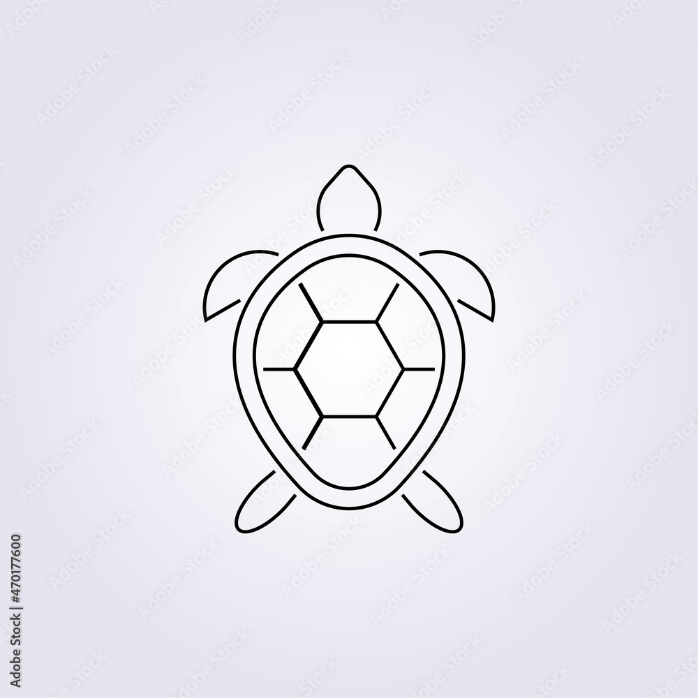 Fototapeta premium simple single turtle line art vector icon symbol illustration logo template background isolated vector