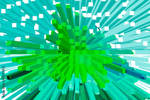 Green And Cyan Color 3D Illustration Extrude Effect Backdrop Design