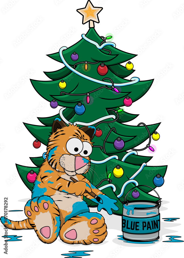 Naklejka premium New Year's Blue tiger cub (vector illustration)