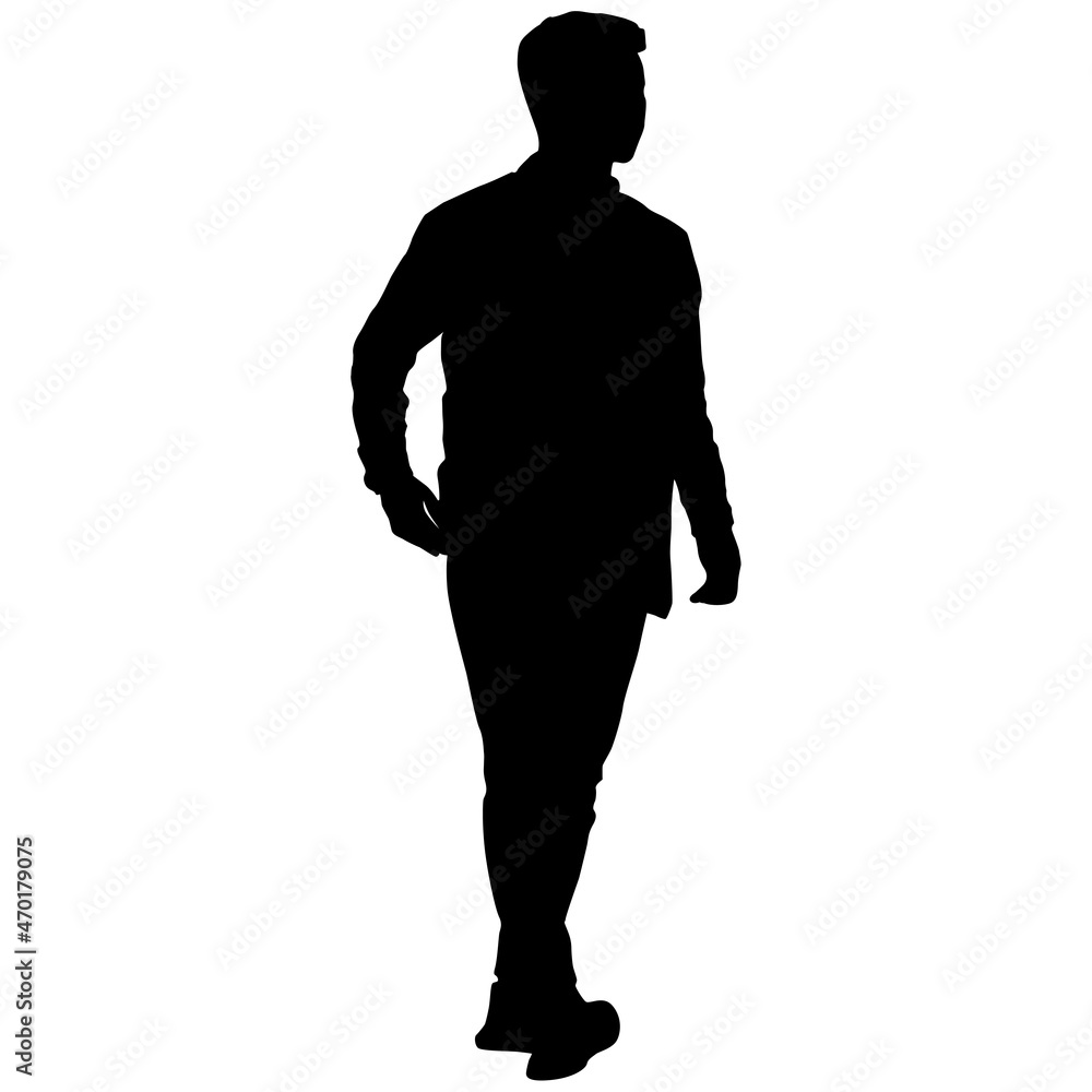 Fototapeta premium Silhouette of a walking man on a white background