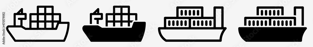 Container Ship Icon Cargo Container Ship Set | Container Ships Icon Freighter Vector Illustration Logo | Container Ship-Icon Isolated Container Ship Container Ship Icon Cargo Container Ship Set | Container Ships Icon Freighter Vector Illustration Logo | Container Ship-Icon Isolated Container Ship