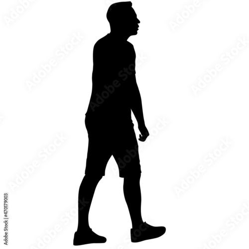 Silhouette of a walking man on a white background