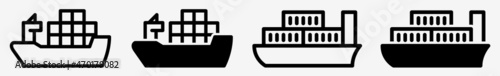 Foto Container Ship Icon Cargo Container Ship Set | Container Ships Icon Freighter Ve