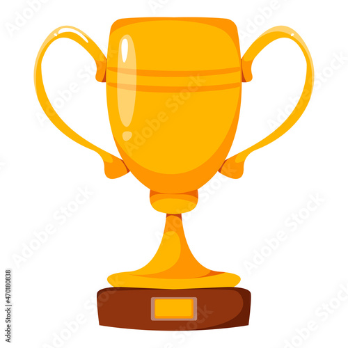 Gold Cup for participation in a sporting event or game. Trophy or prize winner. Vector illustration in cartoon style.