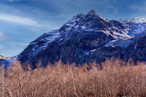 Landscape in the mountains in autumn.  Arkhyz. Karachay-Cherkessia. Russia.