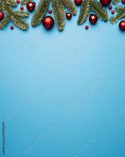 Blue Christmas background with decorative border