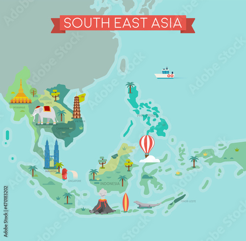 South East Asia Map with country names.
