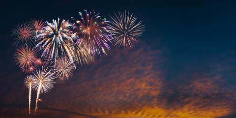 Holiday background for New Year with fireworks