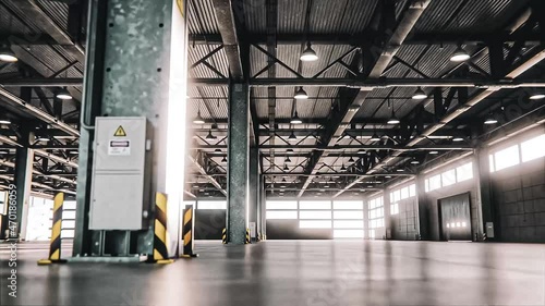 Leere Lagerhalle, Fabrik oder Warenlager oder Lagerhaus - Thema Logistik und Handel