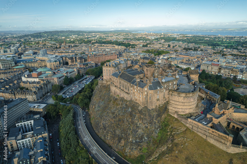 Aerial view of Edinburgh the old architecture that’s mixed among its modern buildings. At Edinburgh Castle, you’ll notice the contrast between the ancient structure