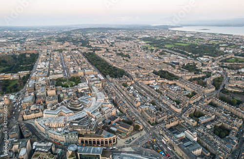 Aerial view of Edinburgh, Scotland.  Despite being a tourist hot spot, Edinburgh manages to preserve its old architecture while still embracing its modern buildings © Damian