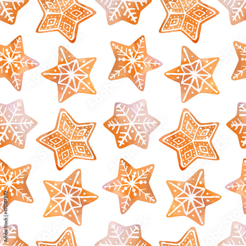 Vector illustration of watercolor seamless pattern with christmas cookies 