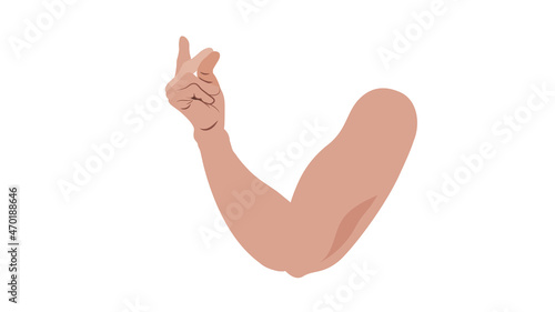 Hand snap of fingers. Vector illustration of a human hand in the position of a finger click. A hand gesture to snap the thumb and middle finger.